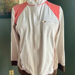 Women's Liz Claiborne Active White, Coral Brown Jacket Active Wear Top